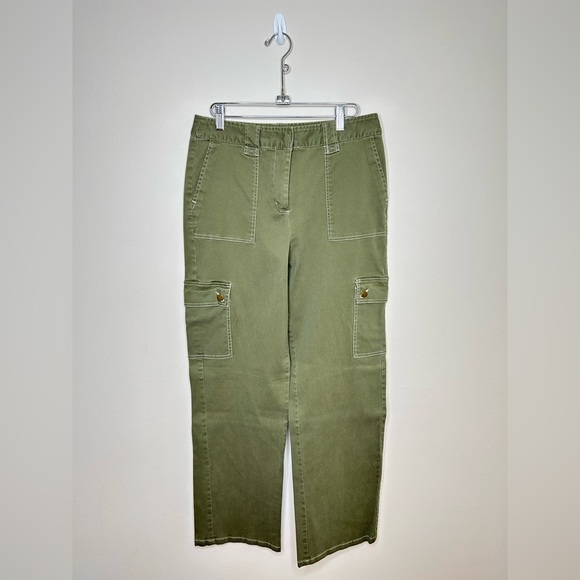 Utility  Cargo Straight Leg Pants Cotton Stretch Army Green Size 8 - Picture 1 of 10